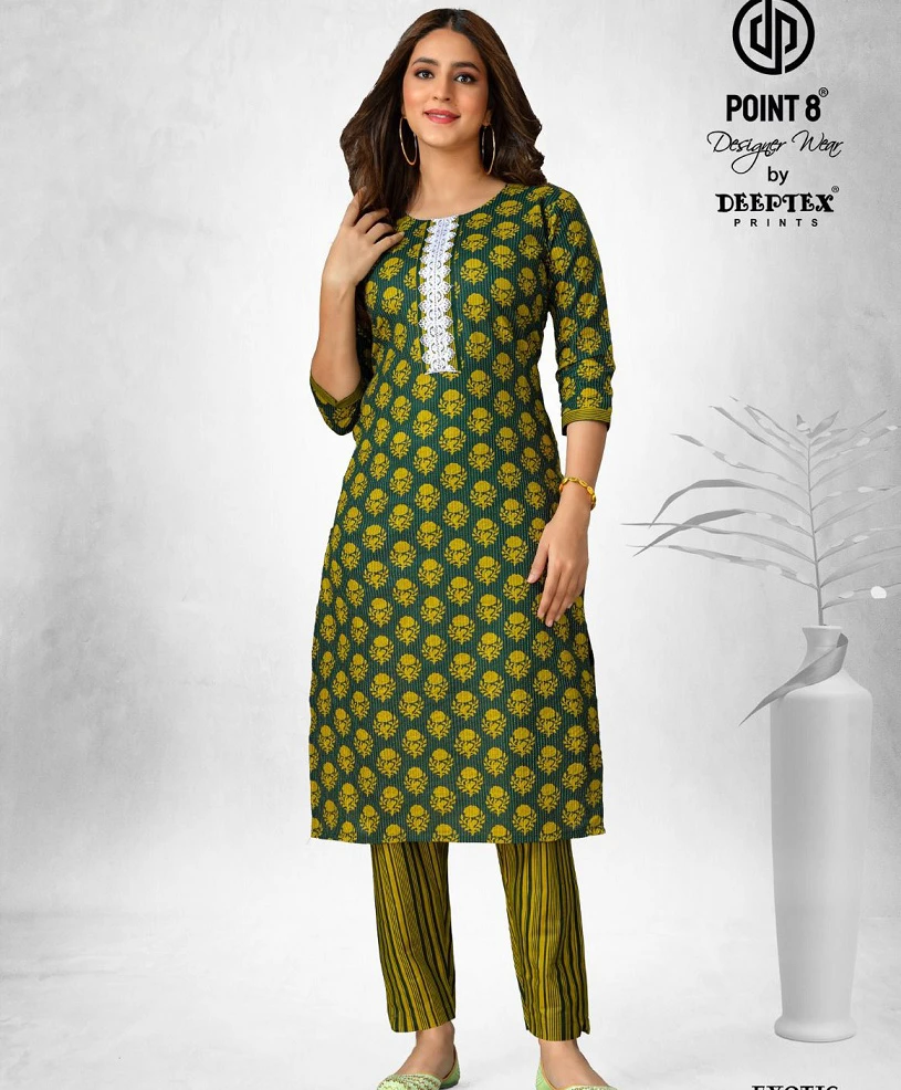 Deeptex  Exotic Vol 6 Kantha Cotton Wholesale Kurti With Pant Catalog